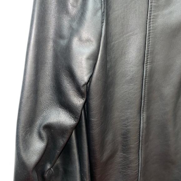 Damselle Black Leather Jacket with Fur Hood - Picture 7 of 7